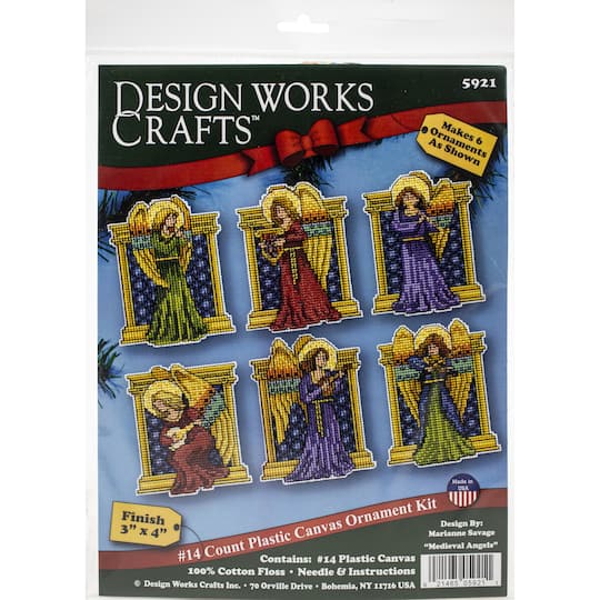 Design Works&#x2122; Medieval Angels Plastic Canvas Ornament Kit